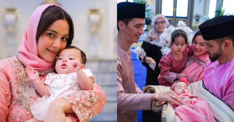 “Happy 3 Months Old” Cantiknya Majlis Akikah & Cukur Jambul Anak CP Juliana Evens, Serba Merah Jambu!