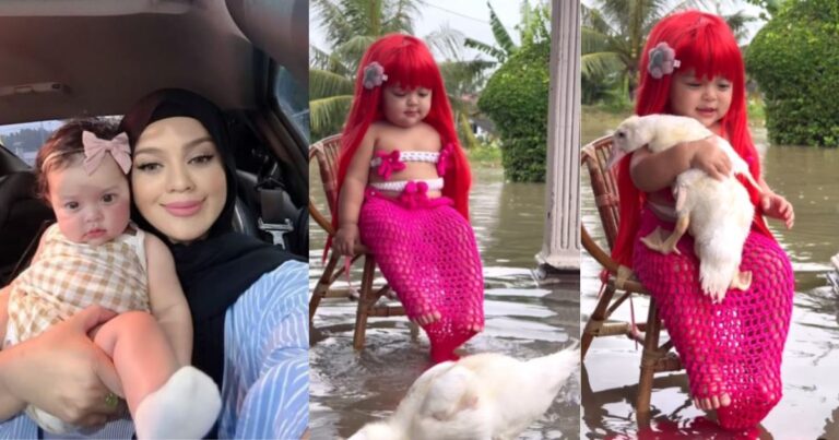 “Mermaid Terlepas Banjir Ni” Ramai Geram Tengok Anak Mua Bellaz Jadi Mermaid, Comel Sungguh!