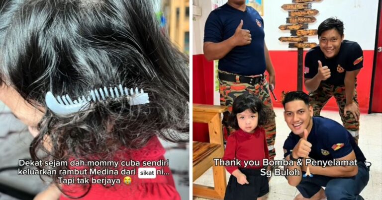 Sikat Terbelit Di Rambut Anak, Ibu Ni Akhirnya Minta Bantuan Abam Bomba!