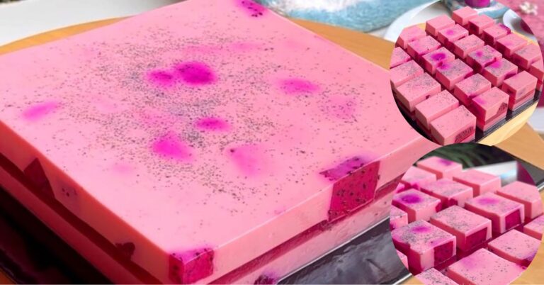 Resipi Puding Buah Naga, Licin Macam Cermin, Elok Cantik Berlapis