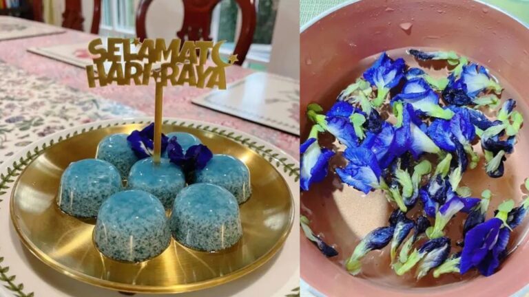 Resepi Puding Lumut Bunga Telang, Comel Untuk Dihidang Kepada Tetamu