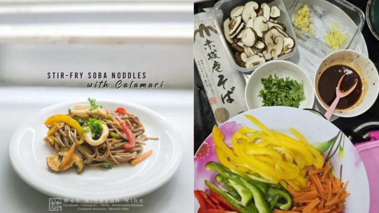 Cara Masak Mi Soba Ala Jepun, Dengan Sotong Dan Variasi Sayur