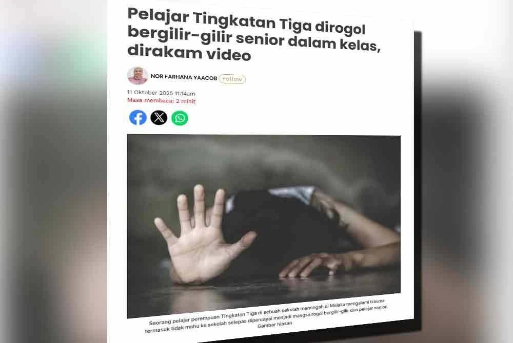 Kes Rogol Pelajar Tingkatan Tiga Dalam Kelas: Empat Calon SPM Dibuang Sekolah Serta Merta 30 Kes Rogol Pelajar Tingkatan Tiga Dalam Kelas: Empat Calon SPM Dibuang Sekolah Serta Merta