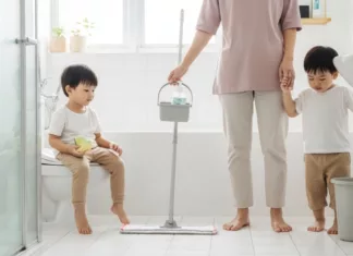 Cara Bersihkan Tandas Tanpa Bahan Kimia Keras, Teknik Mop 4 Kali Sehari Buat Rumah Lebih Bersih & Selamat Untuk Anak