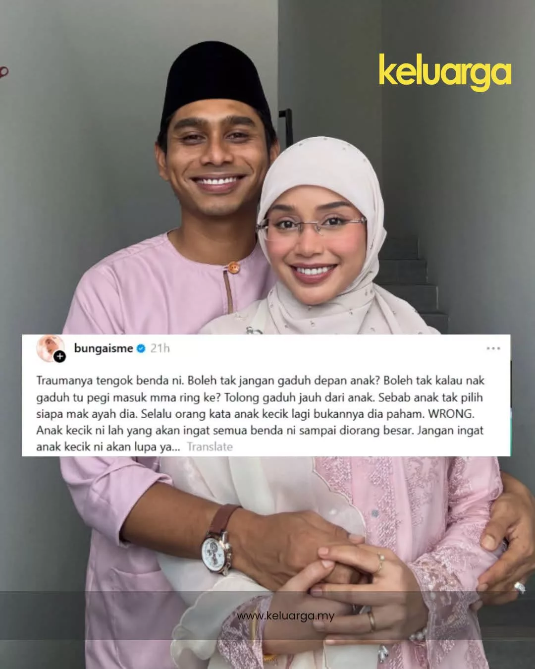 “Boleh tak jangan gaduh depan anak?”,  Luahan Penyanyi Bunga Isme Buat Ramai Ibu Bapa Tersentuh
